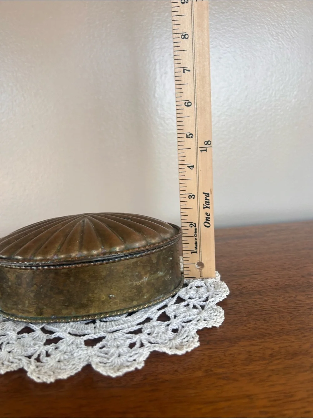 Vintage Solid Brass Clam Shell Seashell Trinket Box